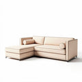 L-shaped sectional sofa in beige fabric with removable cushions 200 x 90 x 85cm
