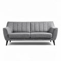 Mid-century modern grey fabric sofa with tapered wooden legs 180 x 80 x 75cm