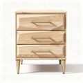 Modern oak nightstand with three drawers and gold hardware 50 x 40 x 60cm