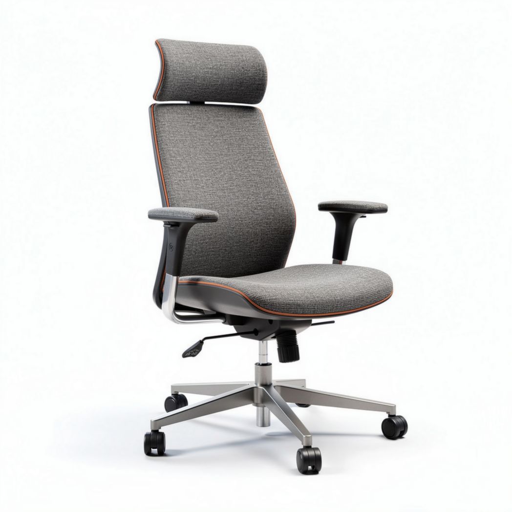 Ergonomic office chair with adjustable height and lumbar support in gray fabric