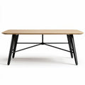 Dining table with wooden top and black metal base 180 x 90 x 75cm