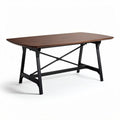Wooden dining table with black metal legs and cross support 160 x 80 x 75cm