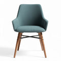 Modern upholstered armchair in teal fabric with wooden legs 55 x 60 x 80cm