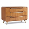 Natural wood dresser with three drawers and metal handles 90 x 45 x 75cm