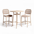 Outdoor patio bar table and chair set with rattan backrest in beige 70 x 70 x 100cm