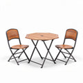 Wooden patio folding table with two chairs for outdoor dining 80 x 80 x 75cm