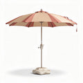 Outdoor patio umbrella with beige and red striped canopy 250 x 250 x 250cm