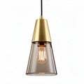 Glass pendant light with brass finish and vintage Edison bulb 30 x 30 x 40cm