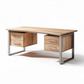 Wooden office desk with metal frame and two storage drawers 150 x 75 x 75cm