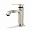 Brushed nickel bathroom faucet with single lever flow control 15 x 10 x 25cm